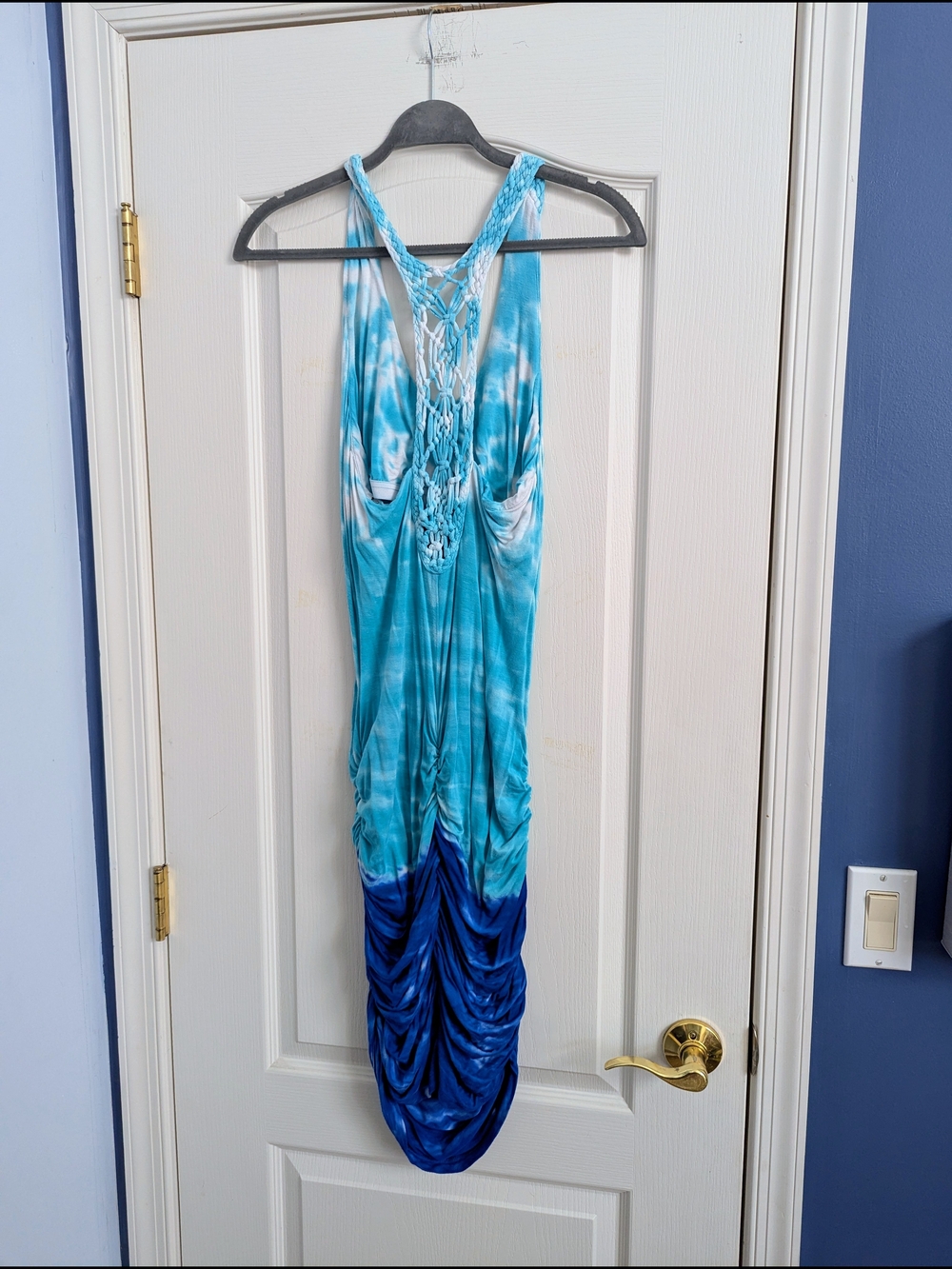 VENUS Blue Tie-Dye Midi Dress with Braided Back - Picture 2 of 3